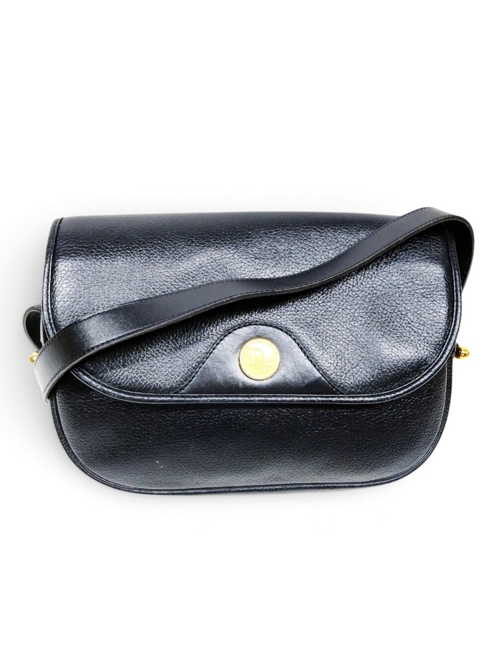 Christian Dior Vintage Classic Black Leather Crossbody Shoulder Bag